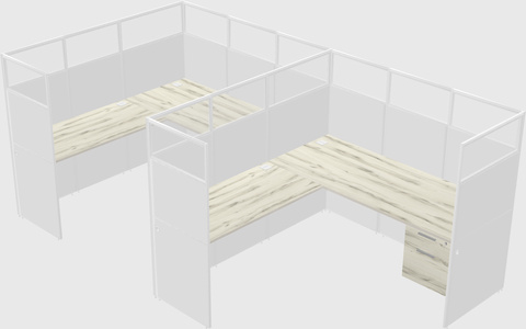 Shared l-shaped cubicle