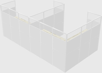 Shared l-shaped cubicle
