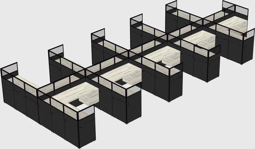 Shared l-shaped cubicle