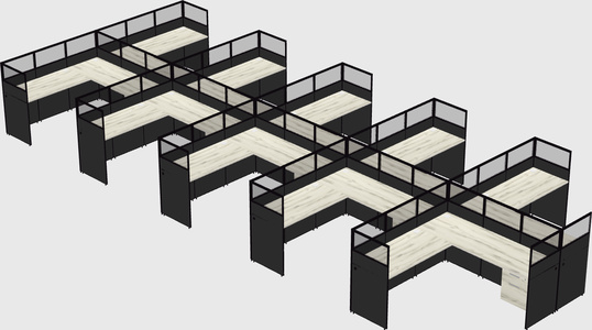 Shared l-shaped cubicle