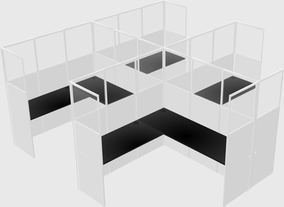 Shared l-shaped cubicle