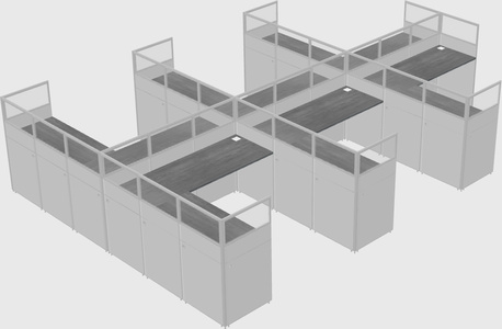Shared l-shaped cubicle