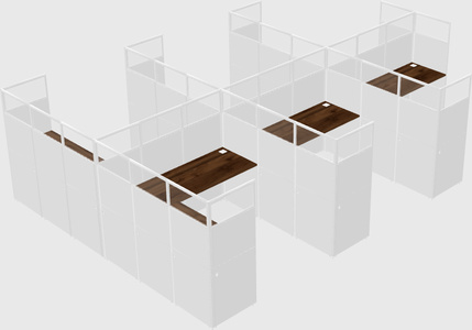 Shared l-shaped cubicle