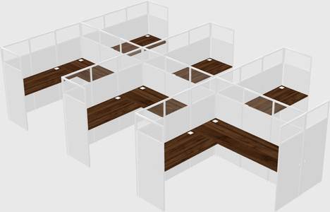 Shared l-shaped cubicle
