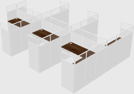 Shared l-shaped cubicle