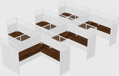 Shared l-shaped cubicle