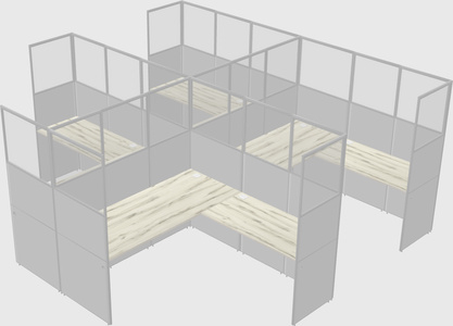 Shared l-shaped cubicle