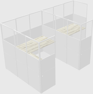 Shared l-shaped cubicle