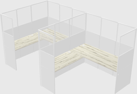 Shared l-shaped cubicle