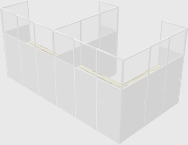 Shared l-shaped cubicle