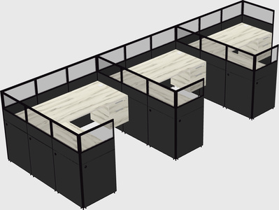 Shared l-shaped cubicle