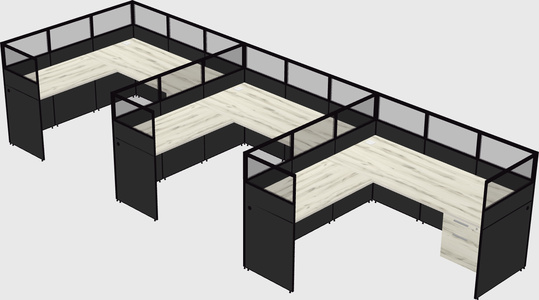 Shared l-shaped cubicle