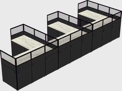 Shared l-shaped cubicle