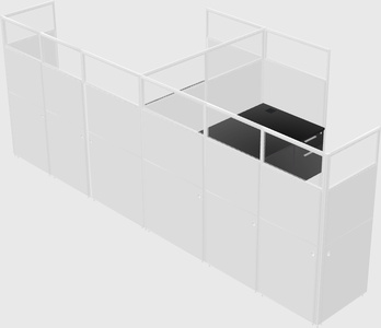 Shared l-shaped cubicle
