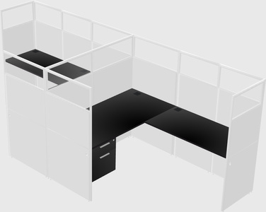 Shared l-shaped cubicle