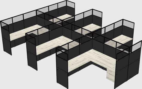 Shared l-shaped cubicle