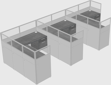 Shared l-shaped cubicle