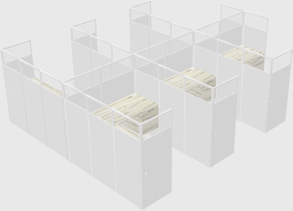 Shared l-shaped cubicle