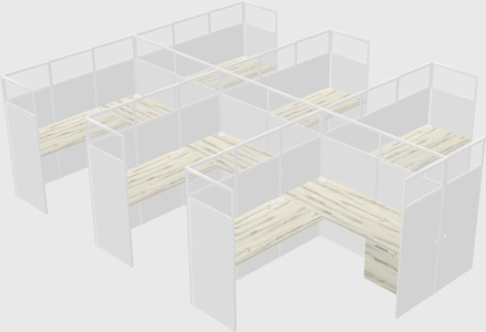 Shared l-shaped cubicle