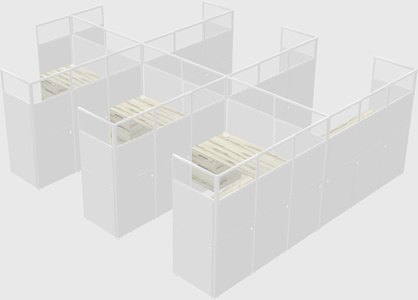 Shared l-shaped cubicle