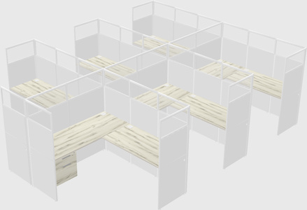 Shared l-shaped cubicle