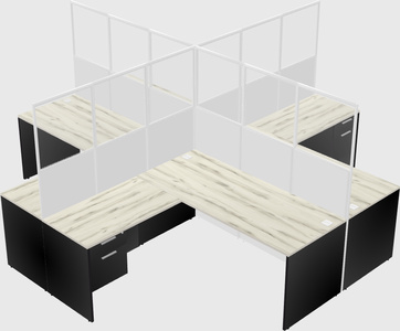 Shared l-shaped cubicles