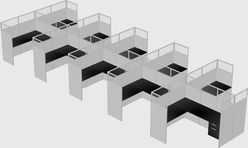 Shared l-shaped cubicle