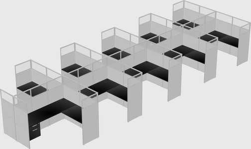 Shared l-shaped cubicle