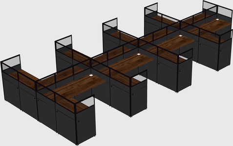 Shared l-shaped cubicle