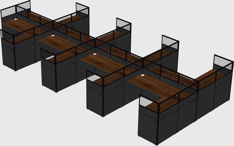 Shared l-shaped cubicle