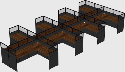 Shared l-shaped cubicle