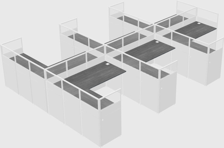 Shared l-shaped cubicle