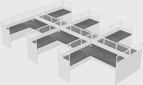 Shared l-shaped cubicle