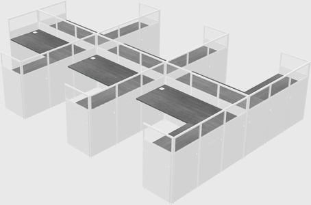 Shared l-shaped cubicle