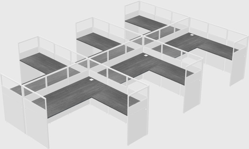 Shared l-shaped cubicle