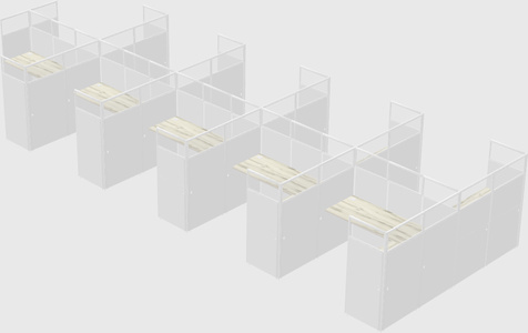 Shared l-shaped cubicle