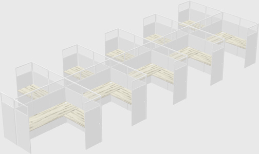 Shared l-shaped cubicle