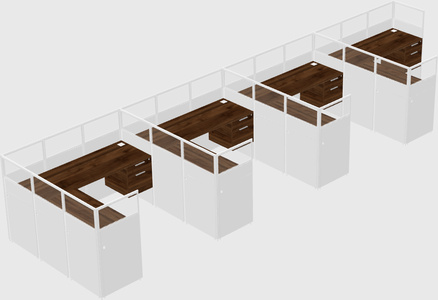 Shared l-shaped cubicle