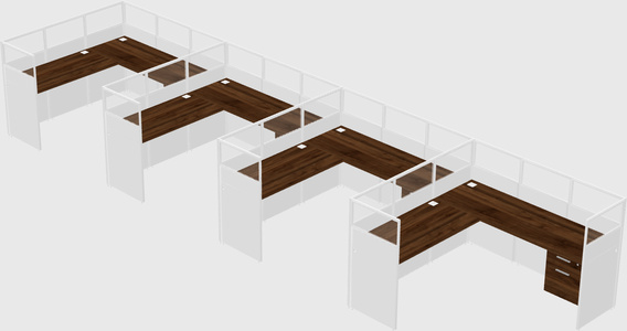 Shared l-shaped cubicle