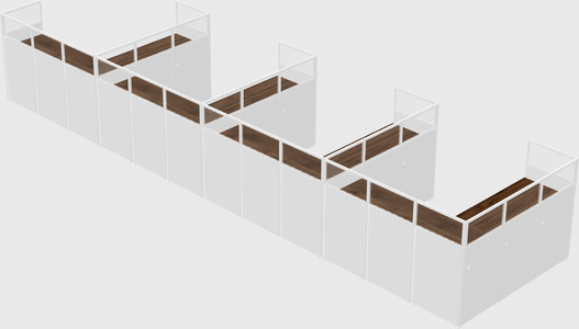 Shared l-shaped cubicle
