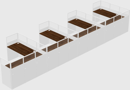 Shared l-shaped cubicle