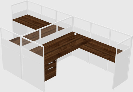 Shared l-shaped cubicle