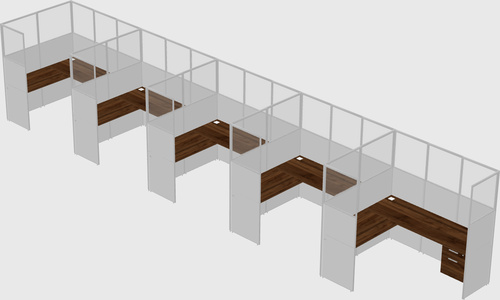 Shared l-shaped cubicle