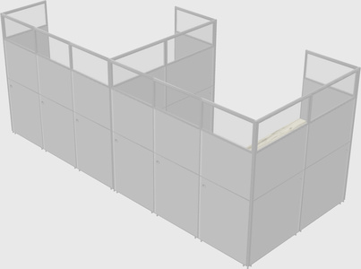 Shared l-shaped cubicle