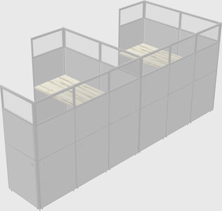 Shared l-shaped cubicle