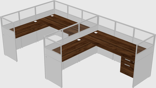 Shared l-shaped cubicle