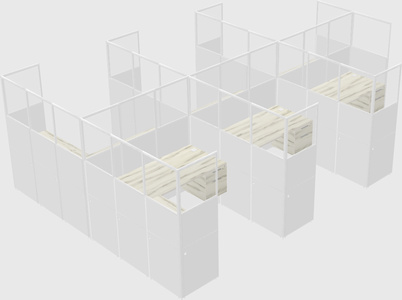 Shared l-shaped cubicle