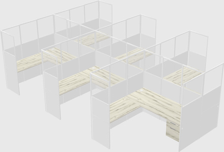 Shared l-shaped cubicle