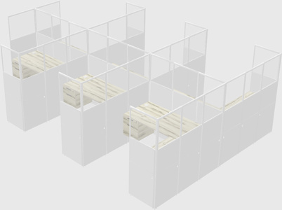 Shared l-shaped cubicle