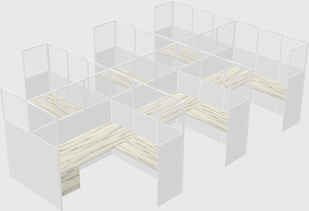 Shared l-shaped cubicle